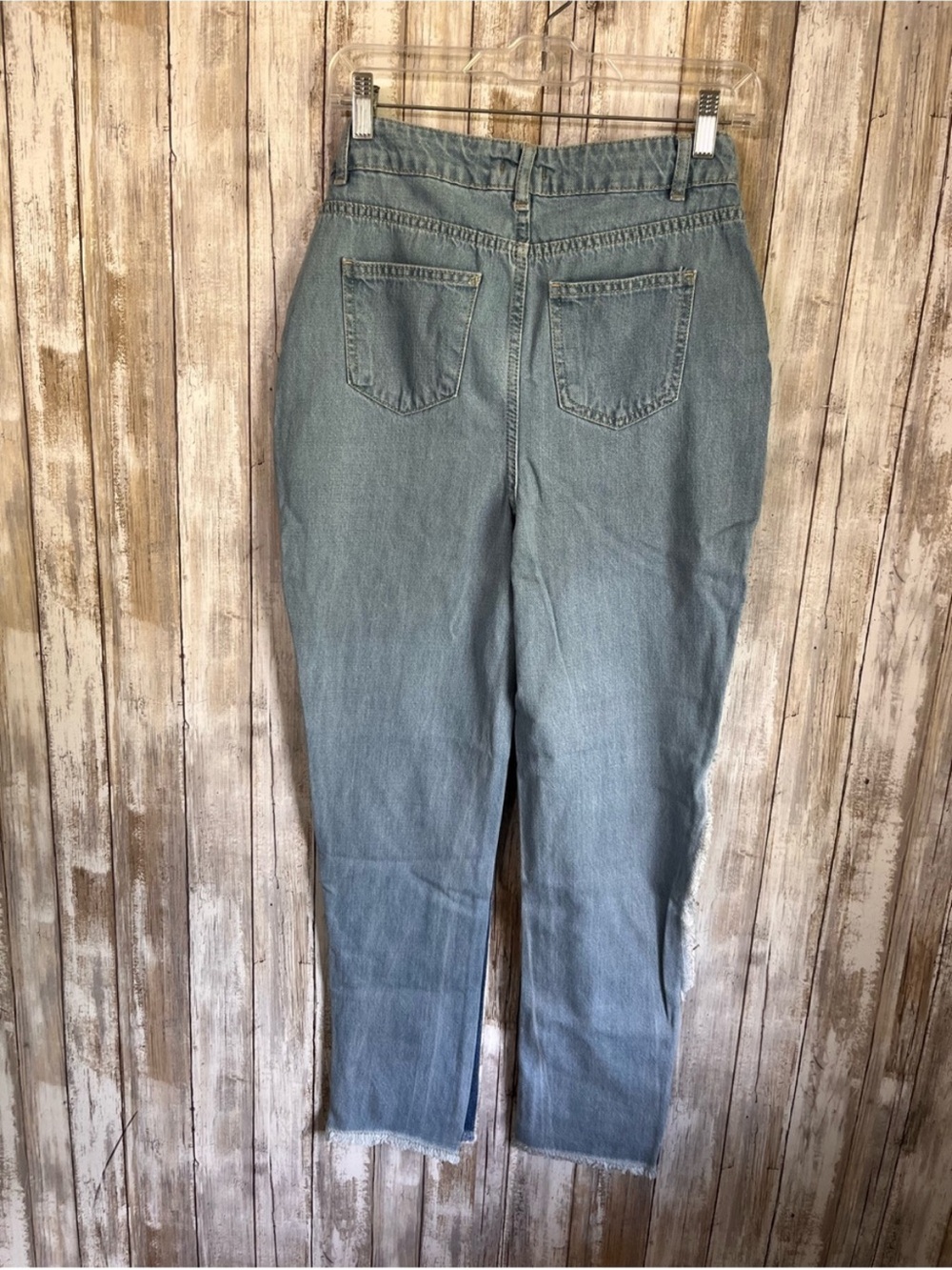 NWT Nasty Gal Two Tone Frayed Seam High Rise Jeans Size 0 Y2K - Picture 3 of 5